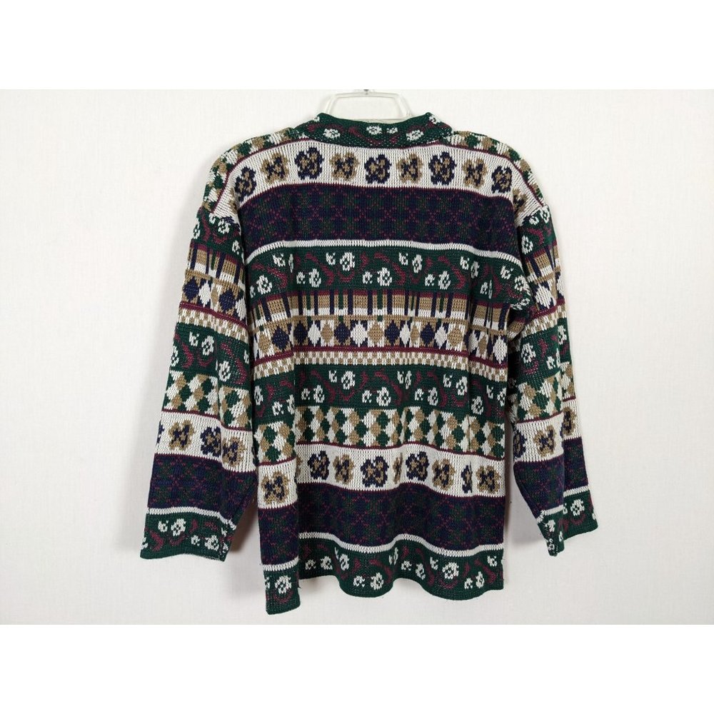 Vintage Caroline Colours green multicolored oversized sweater S - Picture 2 of 8